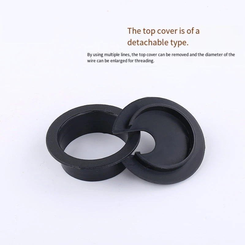35mm 50mm 53mm 60mm 80mm Plastic Wire Hole Cover Outlet Port Table Computer PC Desk Round Cable Grommet Line Holder White Black
