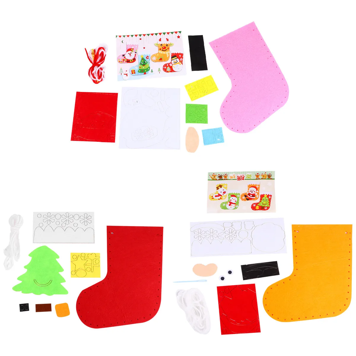 4Pcs Child DIY Christmas Stockings Making Kit Safe Eco Friendly Handmade Craft Materials for Kids Learning Development Family