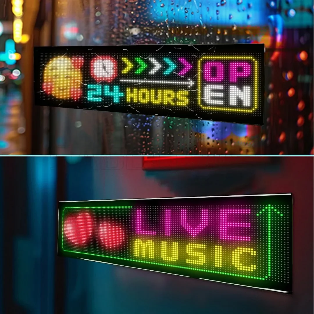 Evil's Eyes Double Row Scrolling LED Matrix Panel Light Car Truck Sign Flexible Display Screen Smart App Programmable Bar Party