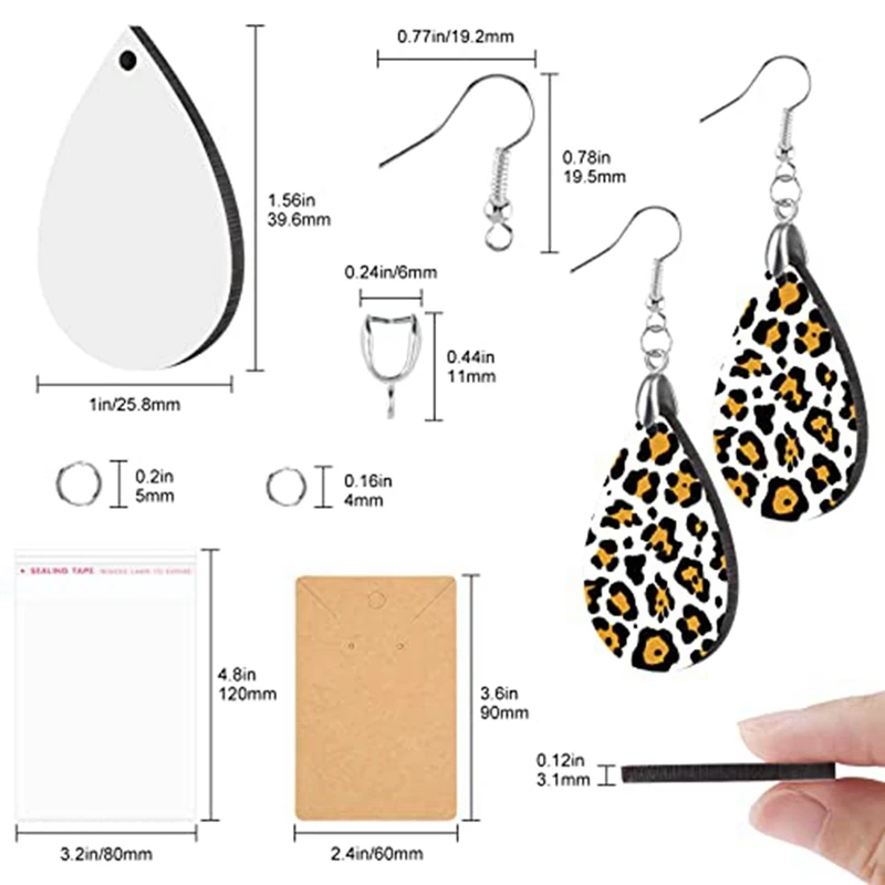 30 Pcs Sublimation Blank Earrings Unfinished Teardrop Heat Transfer Sublimation Printing Earrings With Earring Hooks