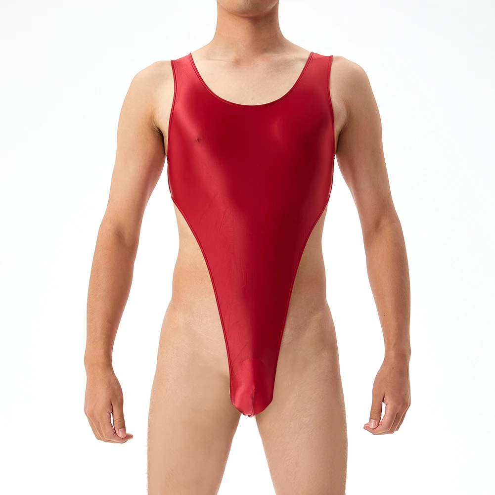 Мужские масляные глянцевые однотонные боди, эластичные комбинезоны с трико, нижнее белье, трусы с выпуклым мешочком, сексуальный прозрачный мужской комбинезон