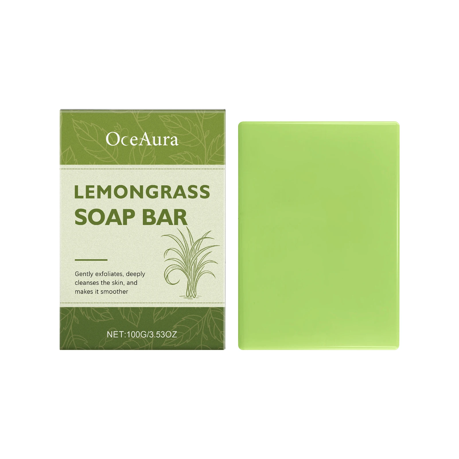 OceAura Lemongrass Soap Bar Exfoliating Body Care Professional Skin Cleaning Soft Smooth Fresh Fragrance Shea Butter Shower Soap