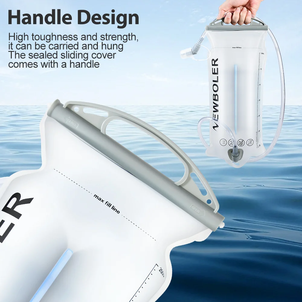 NEWBOLER Wasserblase Trinkrucksack 2L Kapazität PEVA Wasserbeutel Reservoir zum Laufen Radfahren Trinkwasser Aufbewahrungstasche – Detail 9
