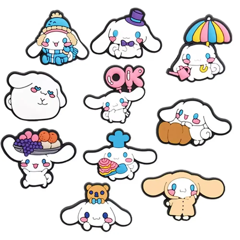 

10pcs Cinnamoroll Kuromi Melody Shoe Charms Sanrio Anime Garden Sandals DIY Buckle Shoe Accessories