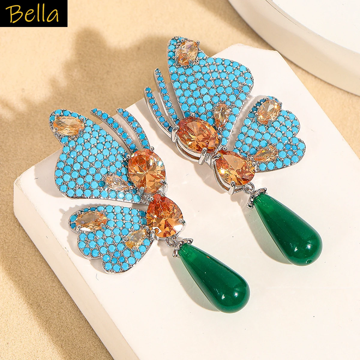 

blue butterfly earrings zirconia luxury jewelry women evening party wedding jewelry