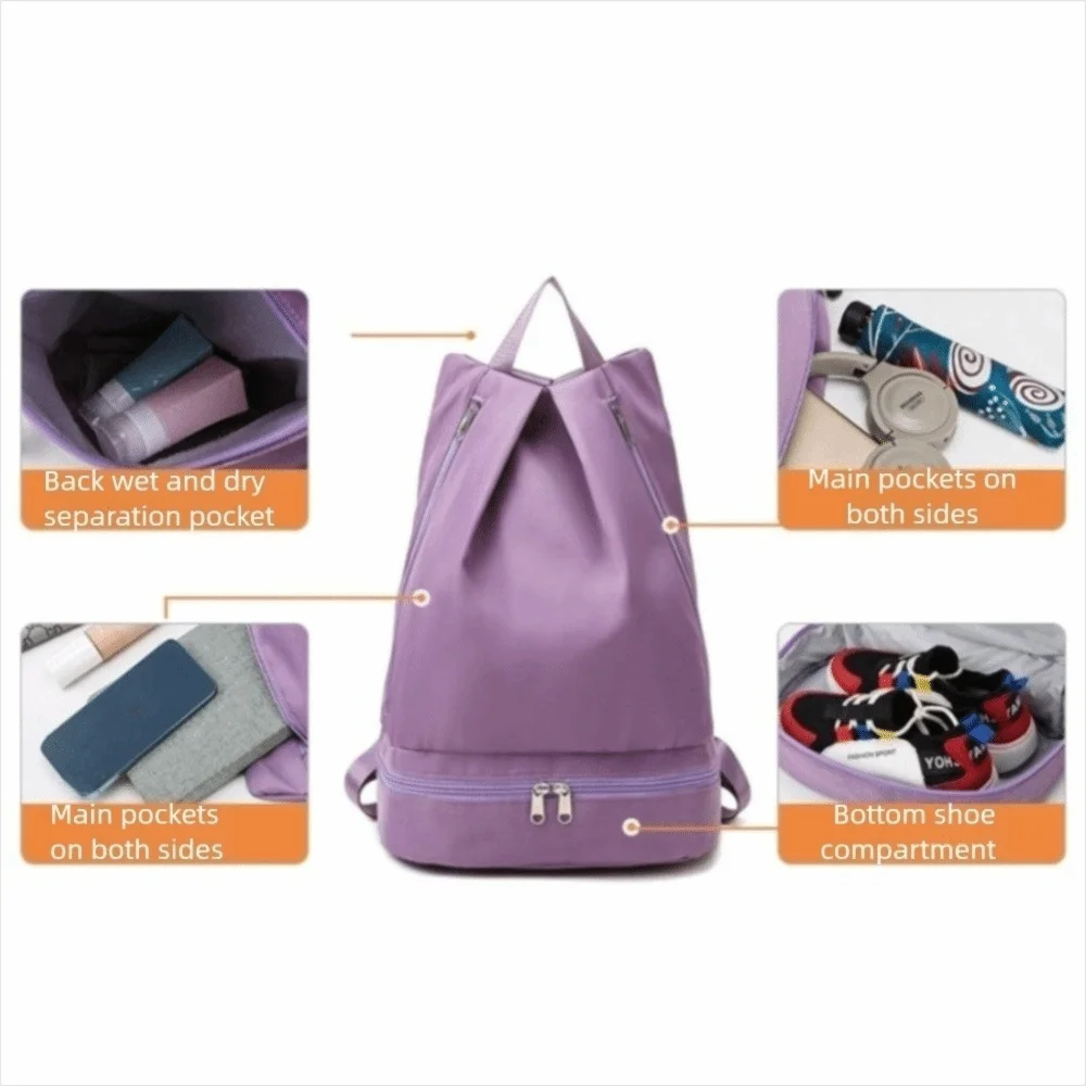 Waterproof Wet Dry Separation Fitness Bag Zip Backpack Large Capacity Swimming Bag Splashproof Portable Travel Sport Bag