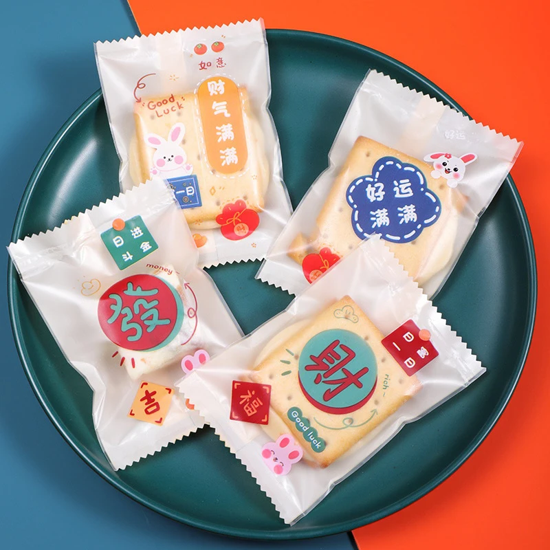 100Pcs/pack Cookie Pouches Snowflake Crisp Packaging Bag Handmade Plastic Nougat Candy Packing Bags Transparent Sealing Bag