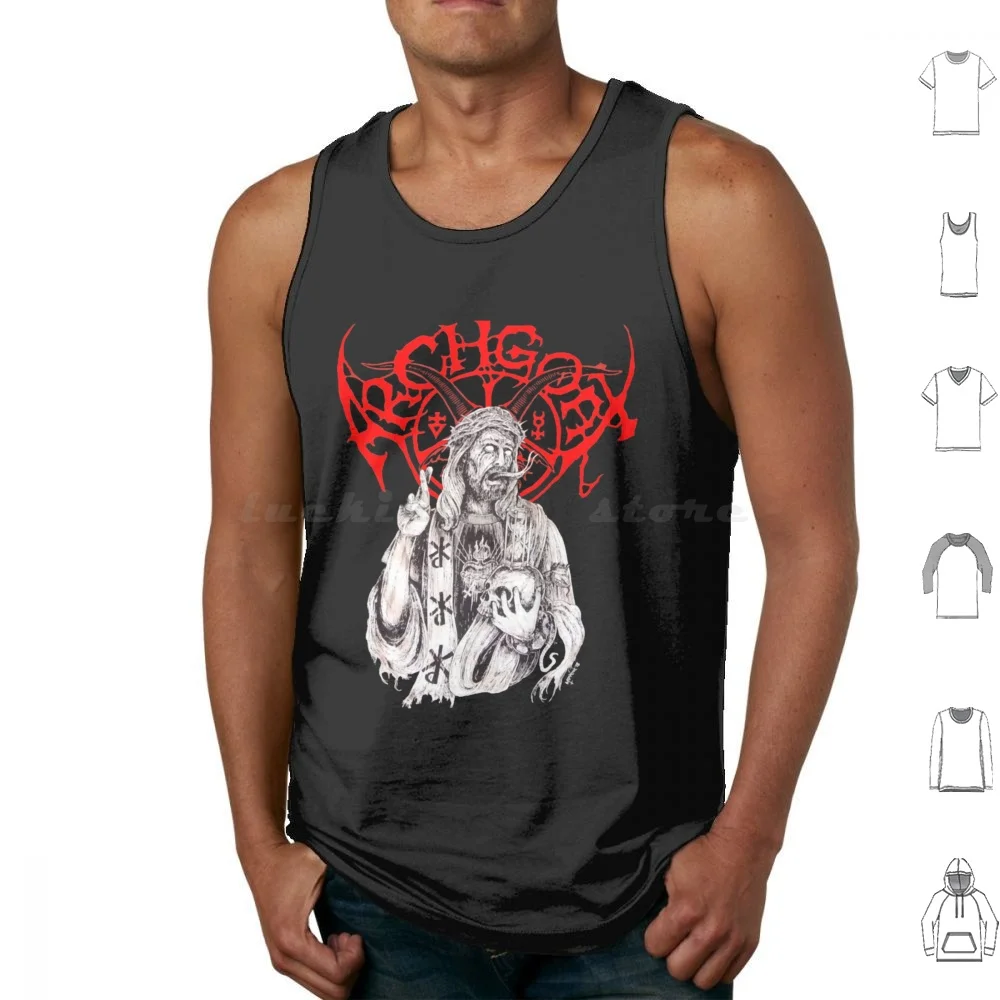 Archgoat Best Tank Tops Vest Sleeveless Burzum Mayhem Black Metal Bathory Immortal Metal Emperor Darkthrone Band Black