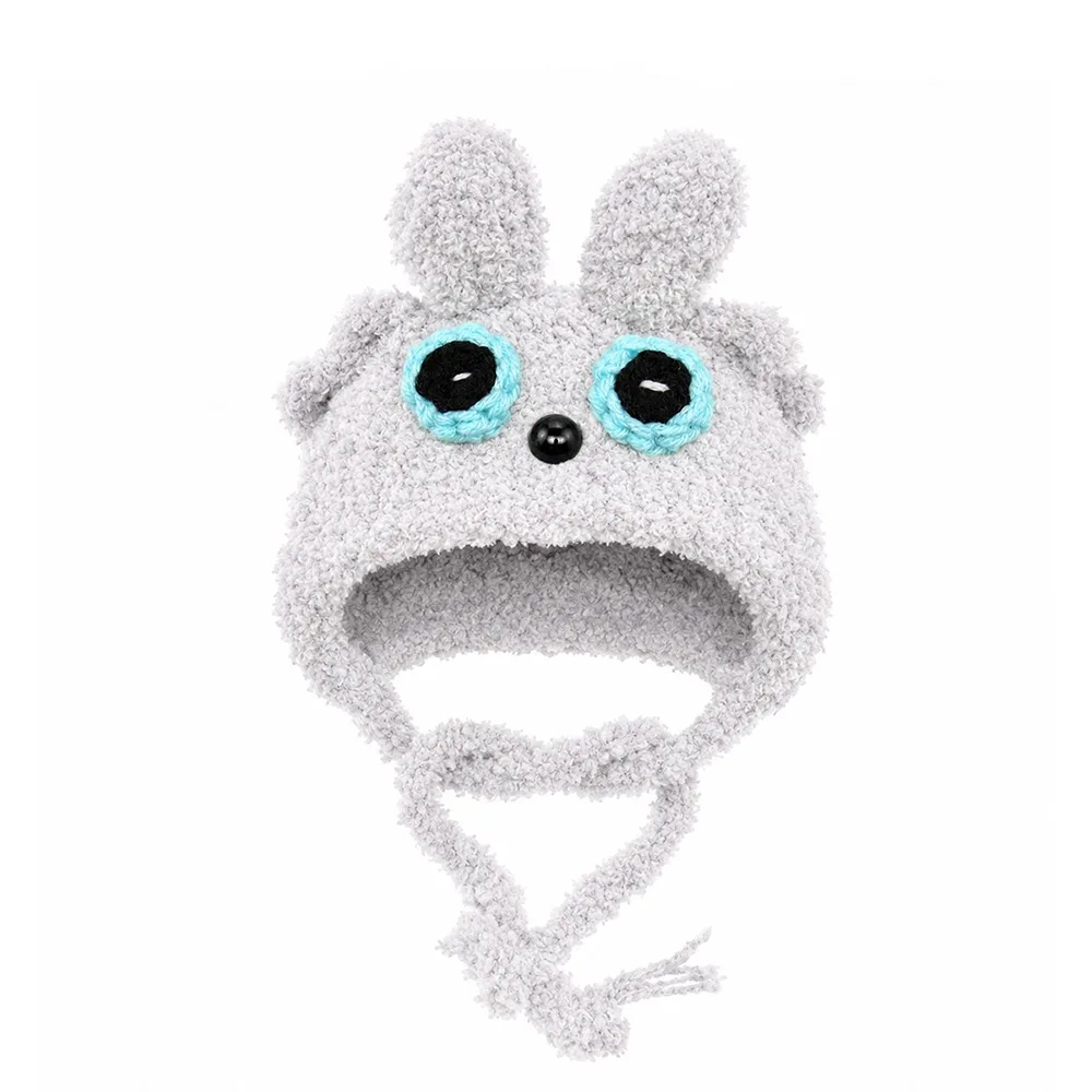 Adjustable Ties Small Pet Plush Crochet Hat Sunflower Bear-Shaped Guinea Pig Costume Hat Shape-Retaining Hand Crocheted