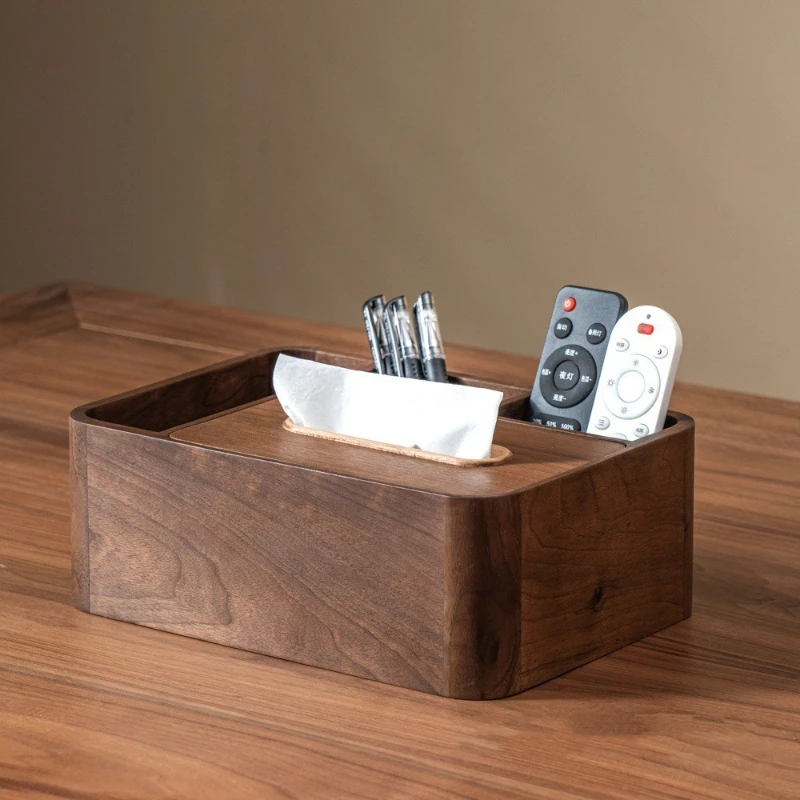 

Black walnut tea table multi-functional tissue box storage pumping carton remote control storage box multi-functional storage bo