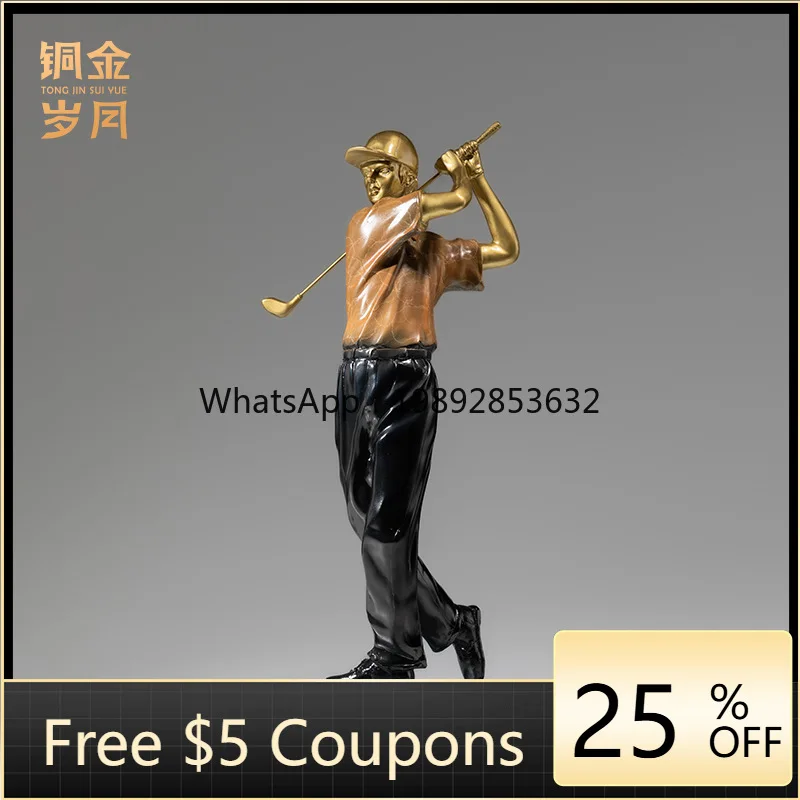 

LYY Steady and Sure Character Bronze Figurine Playing Golf Men Character Bronze Sculpture Statue Colored Bronze Figurine