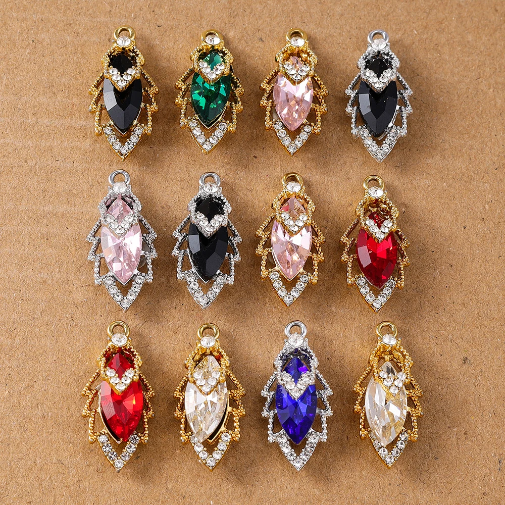 10 Stück 26*12mm Kristall CZ Blatt Charms Anhänger für Schmuckherstellung Halskette Ohrringe Armband DIY handgemachte Accessoires Zubehör