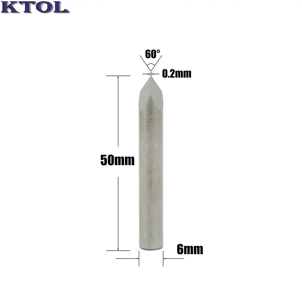 60 ângulo 6x0.2mm 3 faces pirâmide fresa cnc roteador ferramenta carboneto de tungstênio metal gravura bit para aço alumínio v-escultura