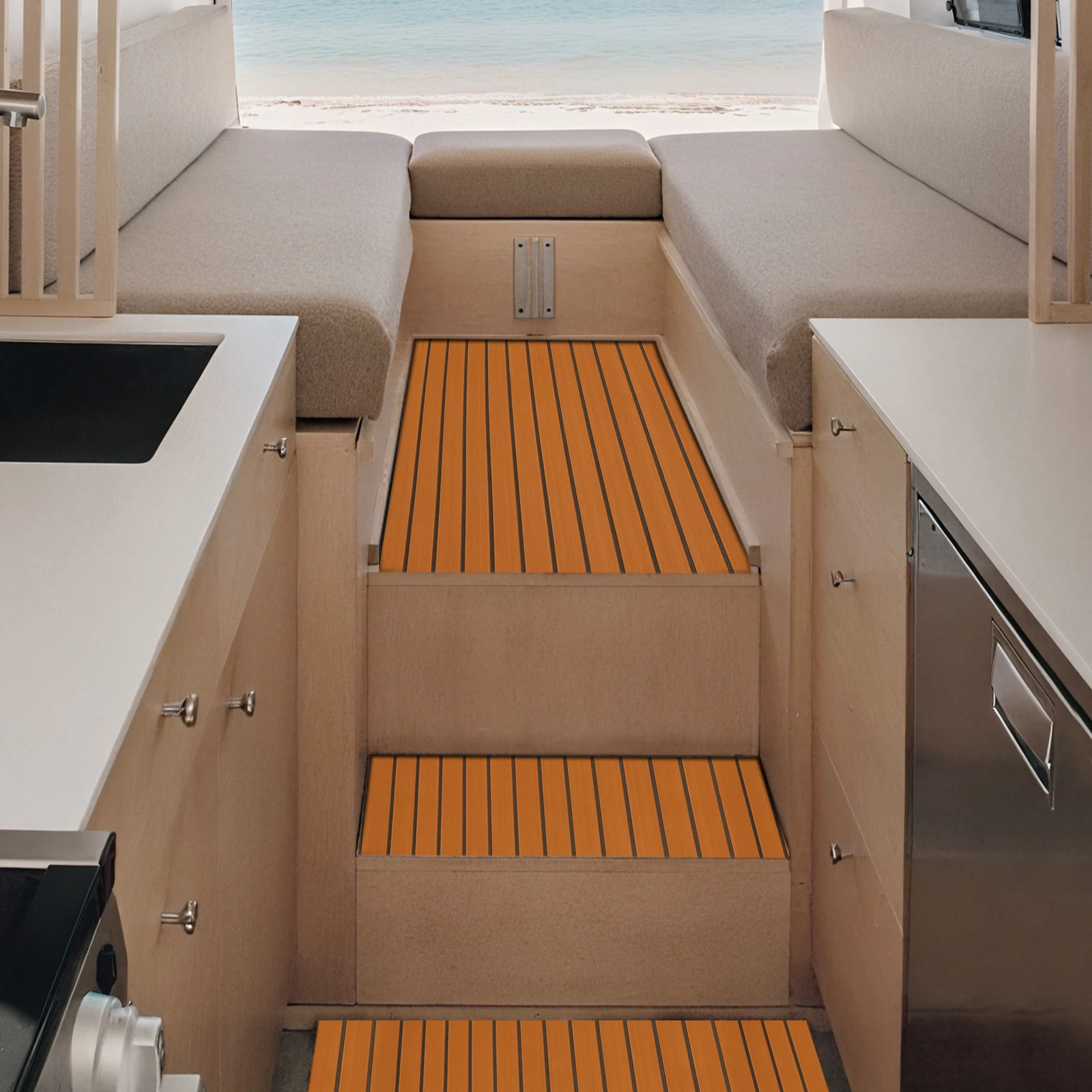 Estera de suelo marino de espuma EVA, autoadhesiva, impermeable, antideslizante, 106.0 x 35.0 in, 6mm de espesor, para cubierta marina, RV, yate