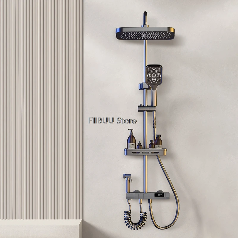 Waterfall Surround Shower Head Combo Shower Set Multifunction Shower Full Sets Rain Shower System Handheld Shower Bathroom Part
