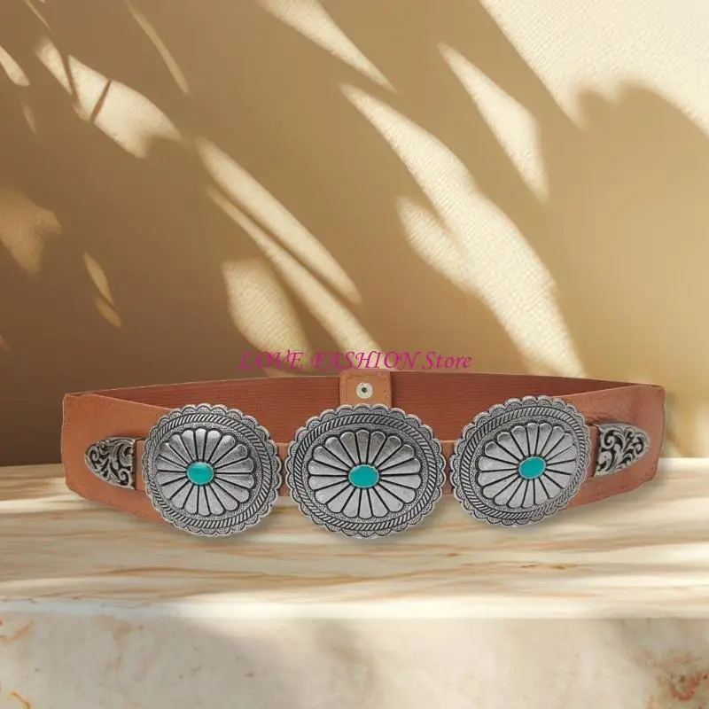 เข็มขัดหัวเข็มขัดเข็มขัด Cincher สำหรับการแต่งกายสีเขียวขุ่น studded รัดตัวเข็มขัดหนัง PU สำหรับผู้หญิงผู้หญิงทั้งหมดเอวจับคู่