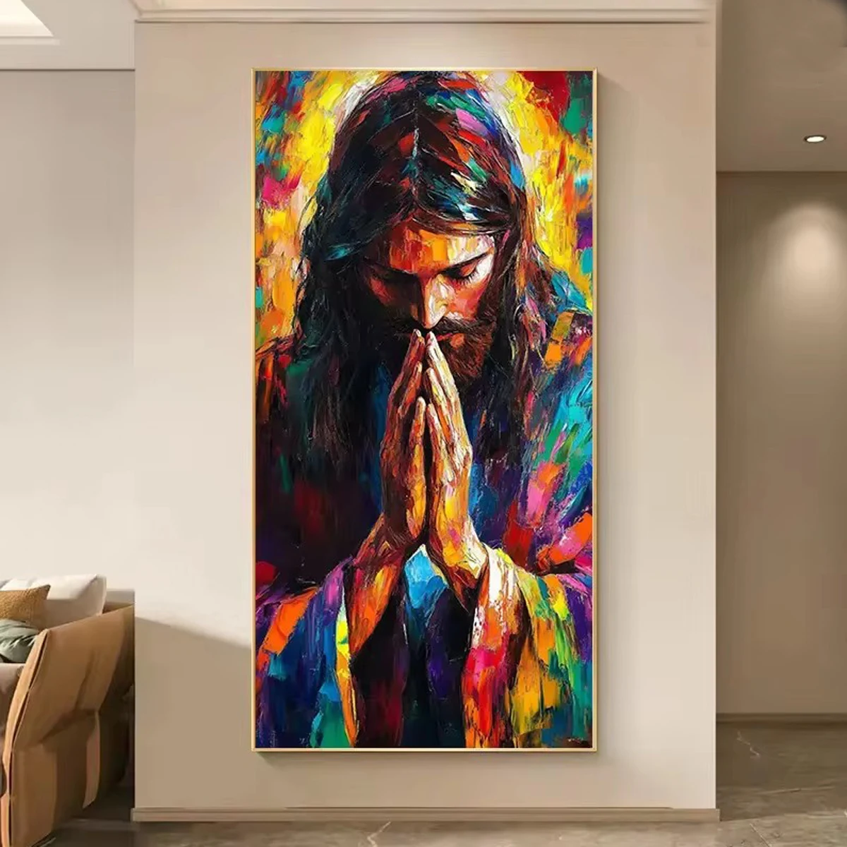 5D Diamond Painting Colorful Praying Jesus DIY Full Drill Diamond Art Kit Religious Mosaic Embroidery Home Decor Gift for Adults