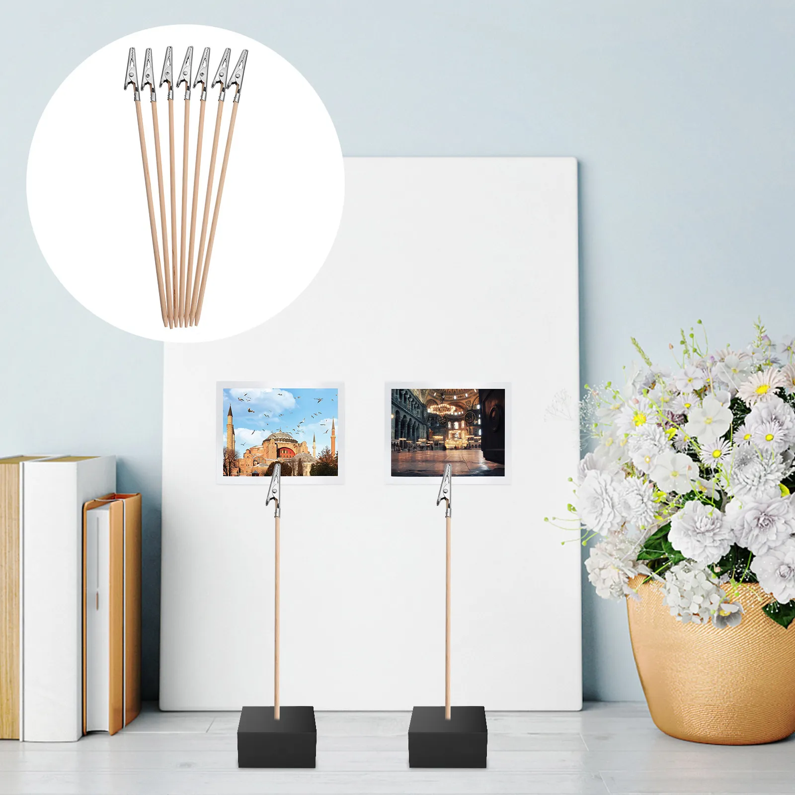 

100Pcs Bamboo Skewer Alligator Clip Set Strong Alloy Clamps for DIY Craft Photo Holder Memo Card Display Modeling Airbrush Tools