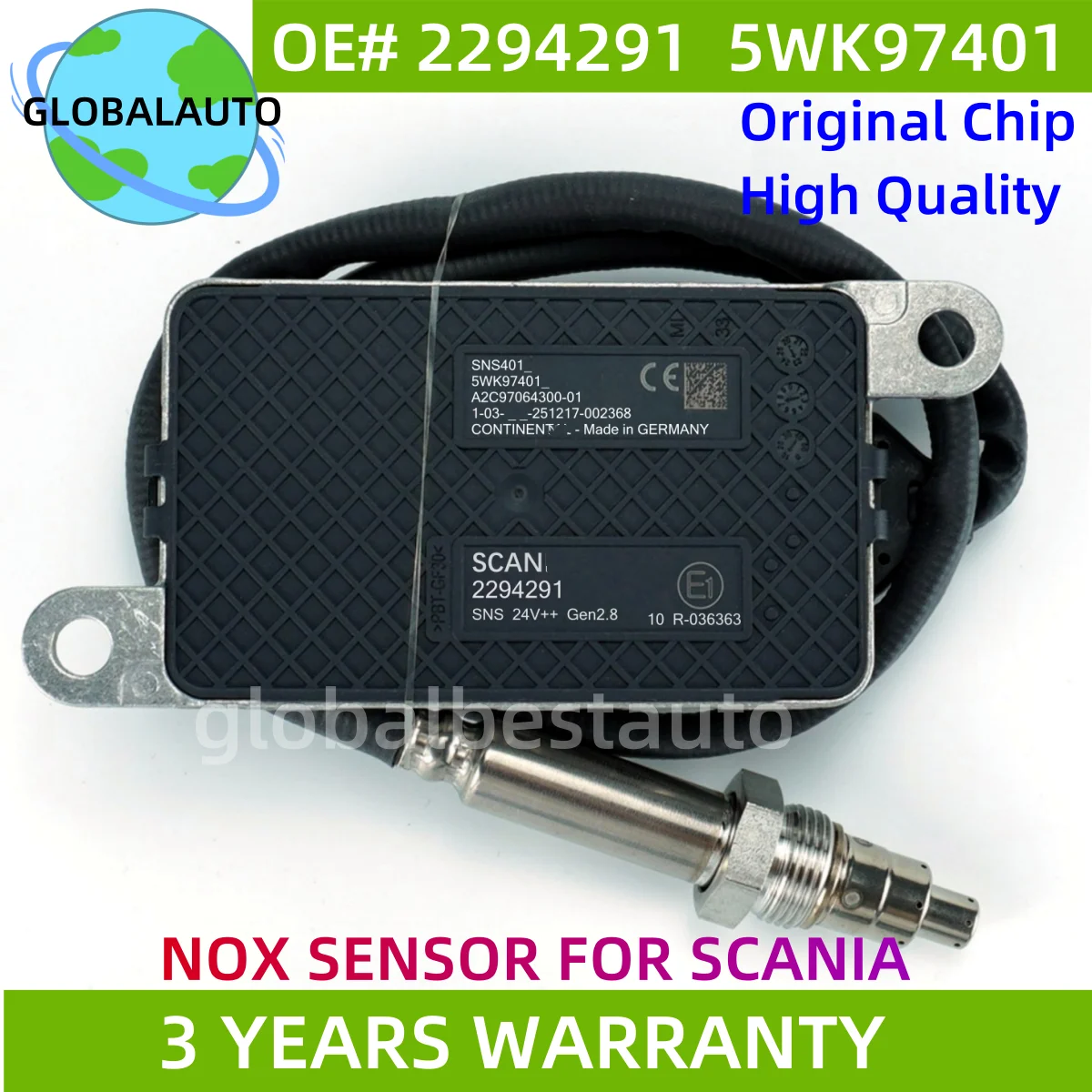 

5WK97401 2294291 High Quality Probe NOX Nitrogen Oxygen Sensor for Scania 5 6 Series P Trucks 2004-2010 2064769 2247381 2296801