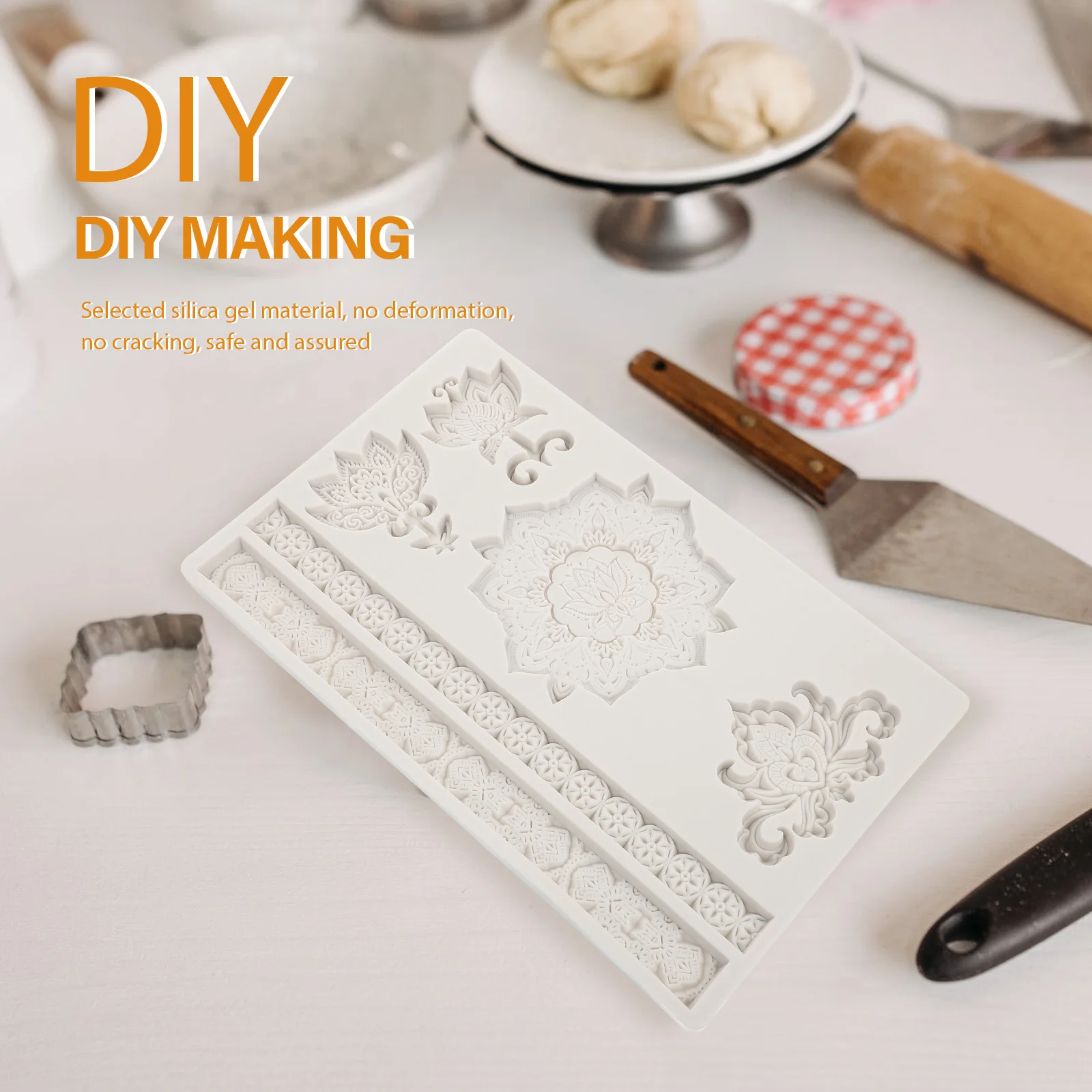 

Fondant Silicone Mold Pastry Molds Vintage Embossed Moulds Cake Baking Decoration Tools for