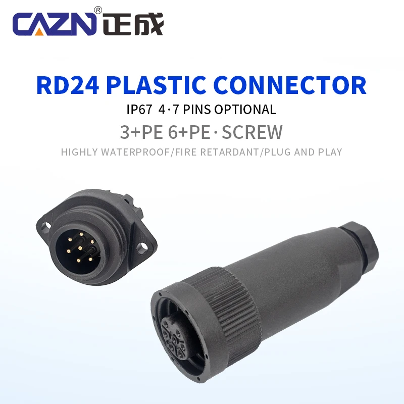 IP67 RD24 4pin 7pin Female Plastic Assembled Plug Screw Connection Switchcraft Connector Rd24 Plastic Connectors