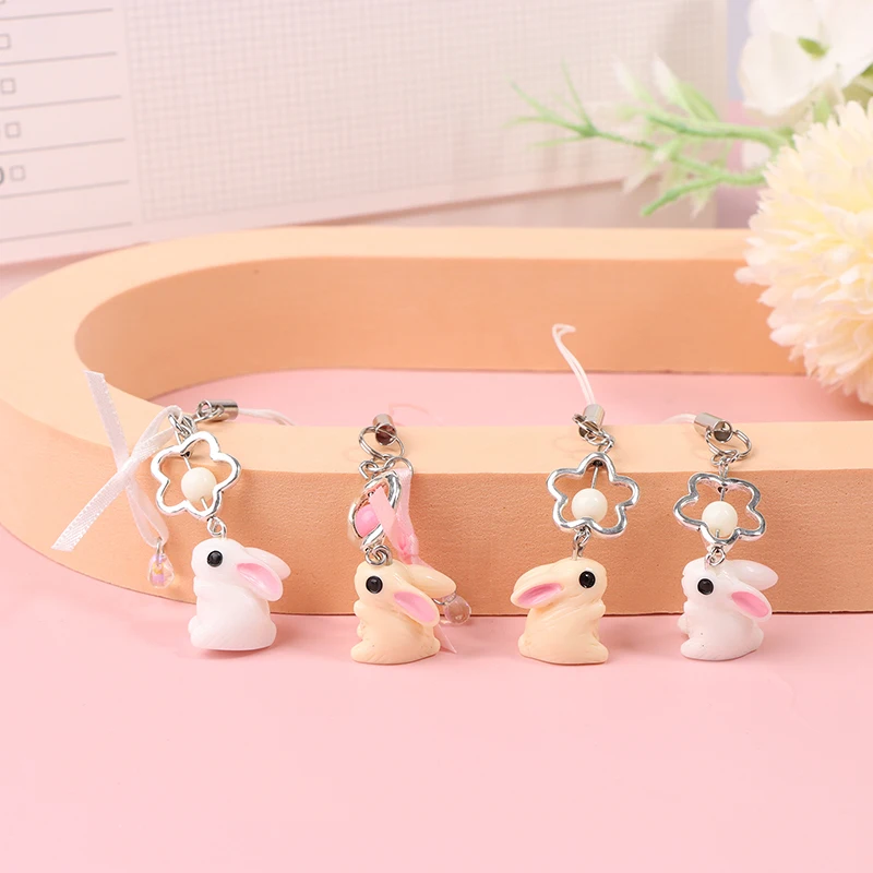 Lovely Rabbit Pendant Phone Lanyard Bowknot Bunny Mobile Phone Chain Girls Kawaii Cellphone Strap Keychain Accessories