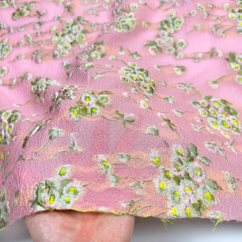 

Small Floral Jacquard Chiffon Fabric Breathable Spring Summer Cut Flower Cloth for Cheongsam Evening Dress DIY Sewing Material