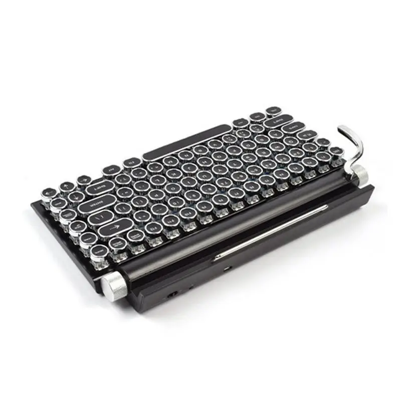 New--83 Keys Gaming Keyboards Retro Typewriter Keyboard Wireless Bluetooth Keyboard USB Mechanical Punk Keycaps For PC