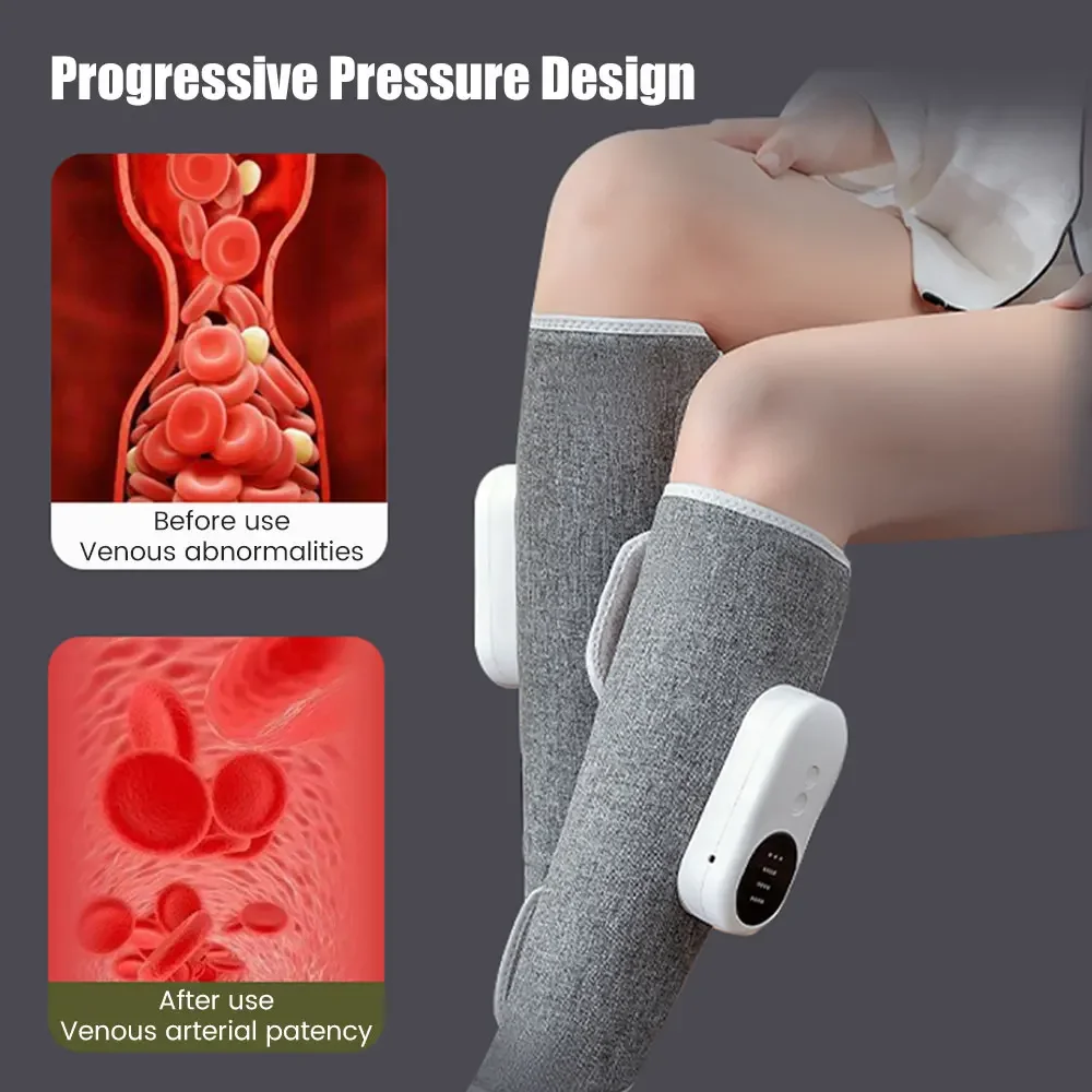 Electric Heated Calf Arm Wrap with Massage Vibration Air Compression Foot Leg Massager for Circulation Swelling Pain Relief Tool