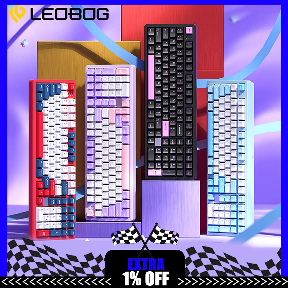

LEOBOG Hi98 Keyboard Mechanical Gaming Wired Aluminum Keyboard PBT Keycaps 101keys RGB PC/FR4 Positioning Plate For Pc Accessory