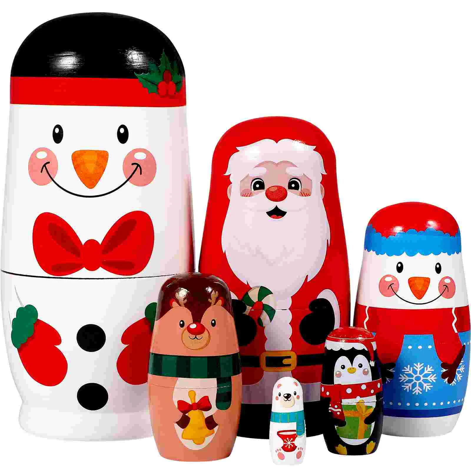 

6pcs Christmas Nesting Dolls Wooden Matryoshka Russian Dolls Handmade Toy Gift Home Decor Storage Favorite Fine