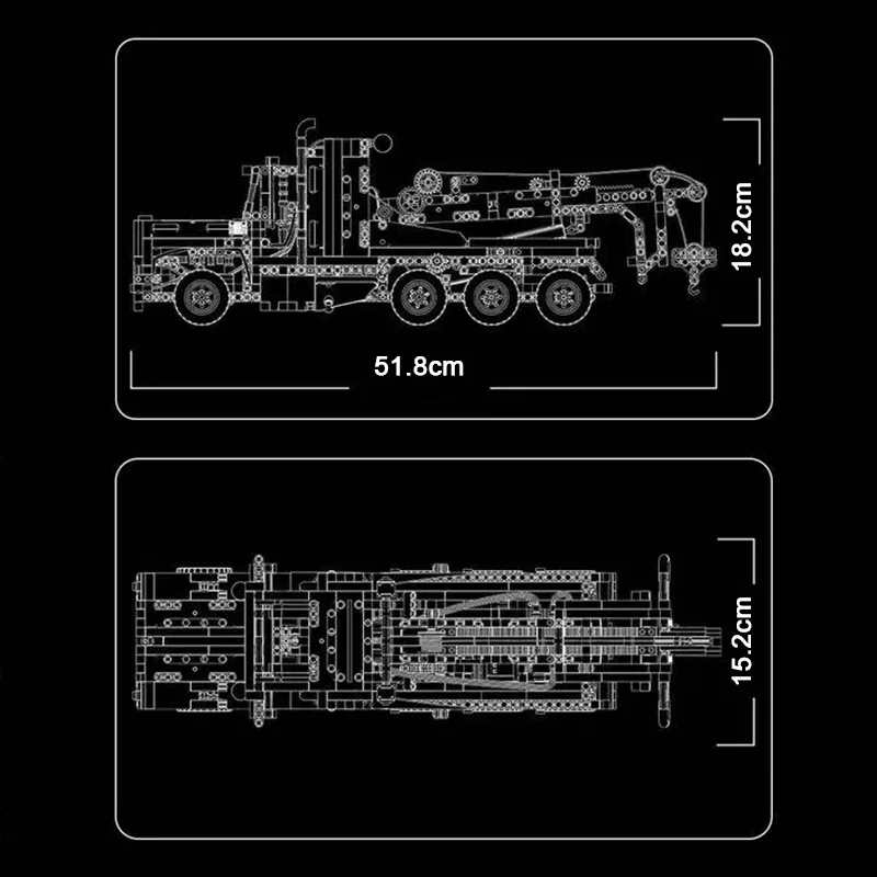 Mechanical linkage highway trailer, challenging assembly, small particle building block toy, including power unit