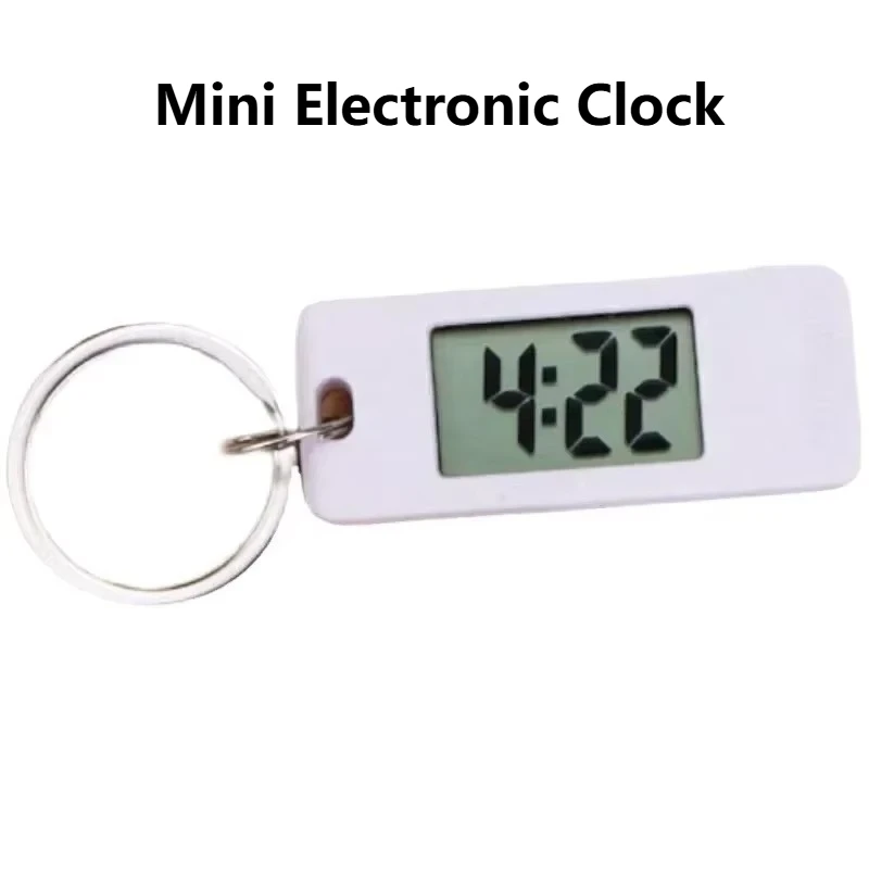 Digital LED Keychain Clock Tiny Pocket Electronic Watch Lightweight Time Reminder for Student Keyring Backpack Decor