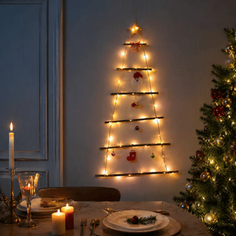 Water Running LED Light Strings Whip Design Waterfall Effect Colored Lights Outdoor Use 60 LED Santa Claus Climbing Ladder Lamp