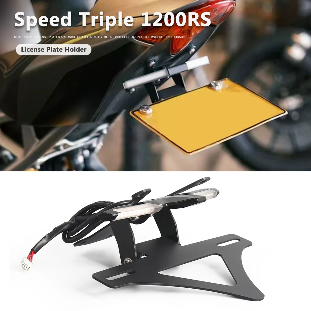 

For Speed Triple 1200RS 1200 RS 2024 2023 Motorcycle Rear License Plate Holder Bracket LED Tail Tidy Fender Eliminator Metals