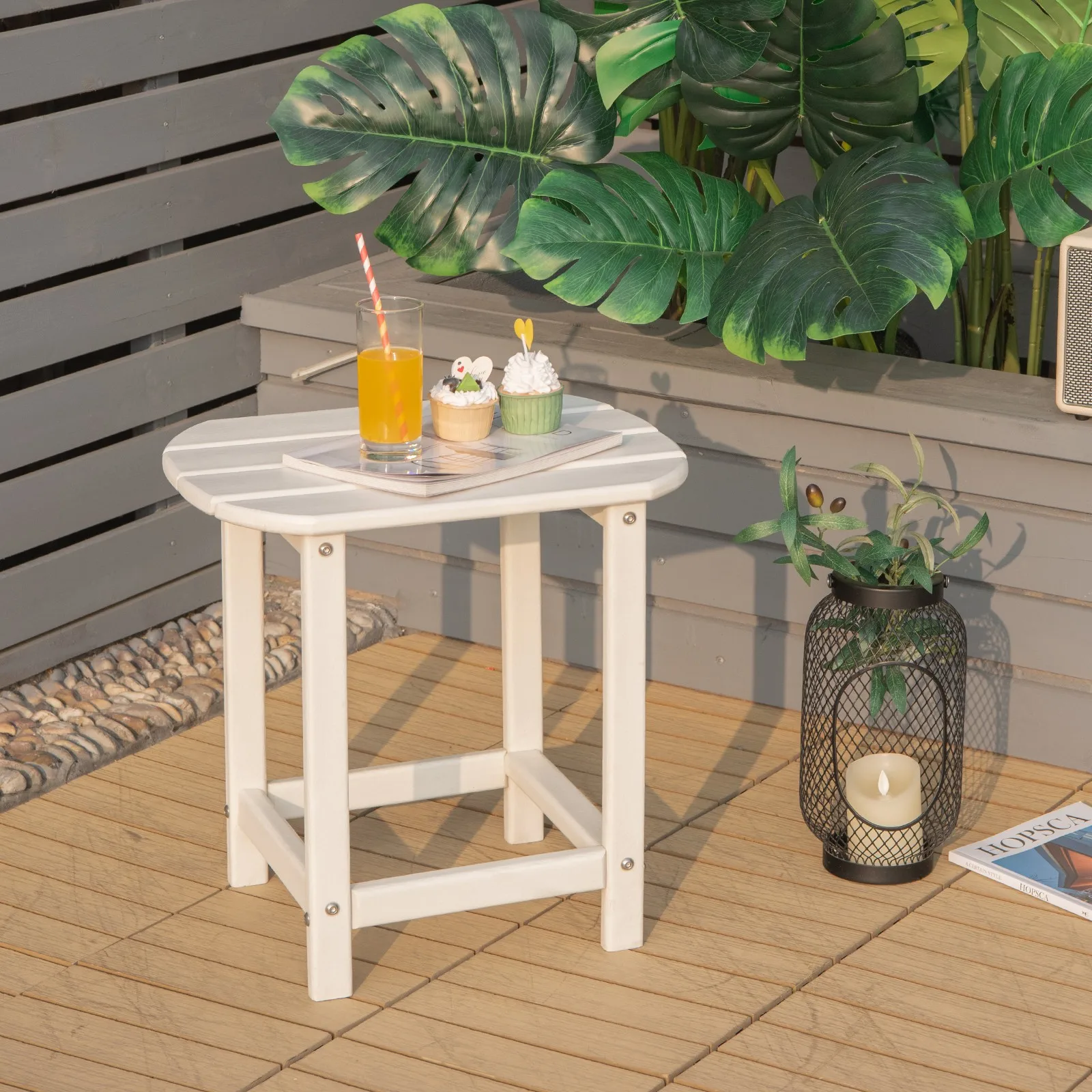 

Outdoor 18" Adirondack Side Table Weather Resistant Garden Yard White