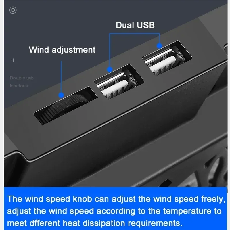 مبرد كمبيوتر محمول محمول قابل للتعديل للألعاب، وسادة تبريد للكمبيوتر المحمول USB مزدوجة تدعم حامل الكمبيوتر المحمول مع مروحة لحامل Macbook Pro