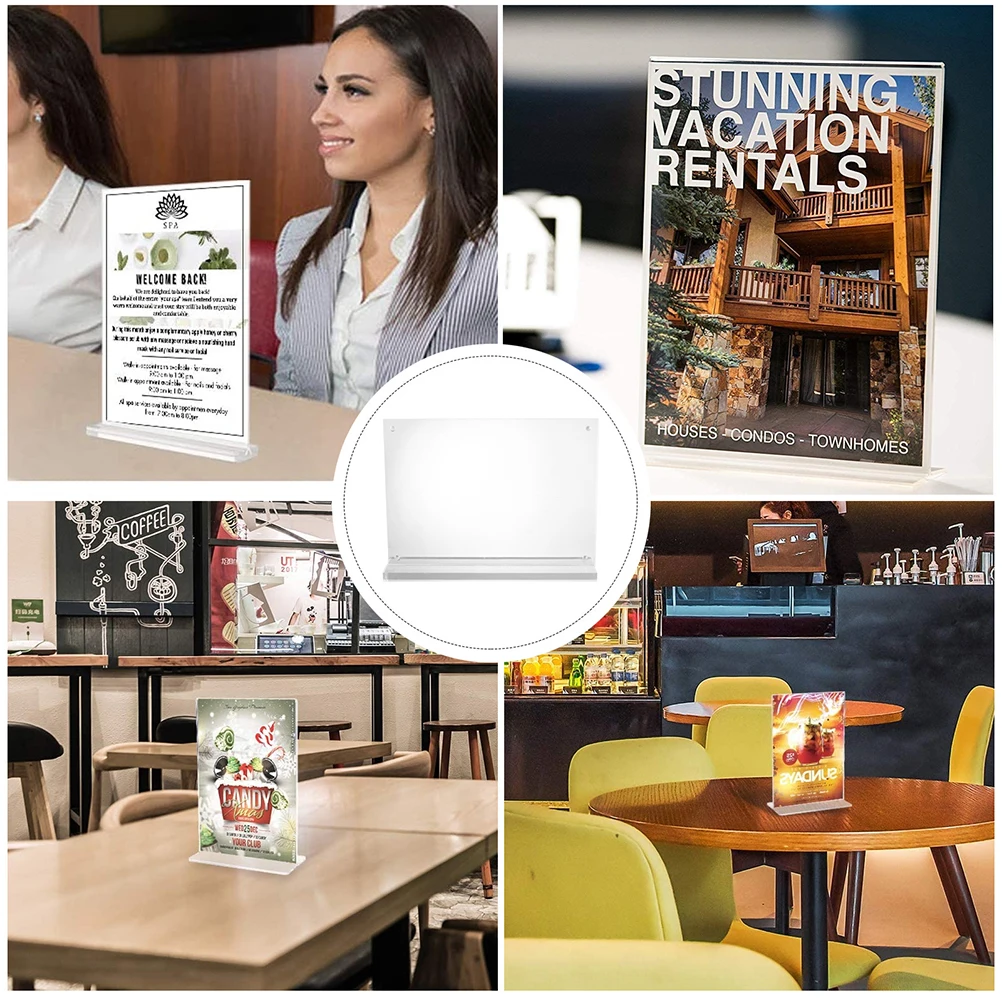 

1Pcs Acrylic Sign Holder Table Stand Premium Quality Advertising Price Display Card Label Rack Lightweight Food Menu Display
