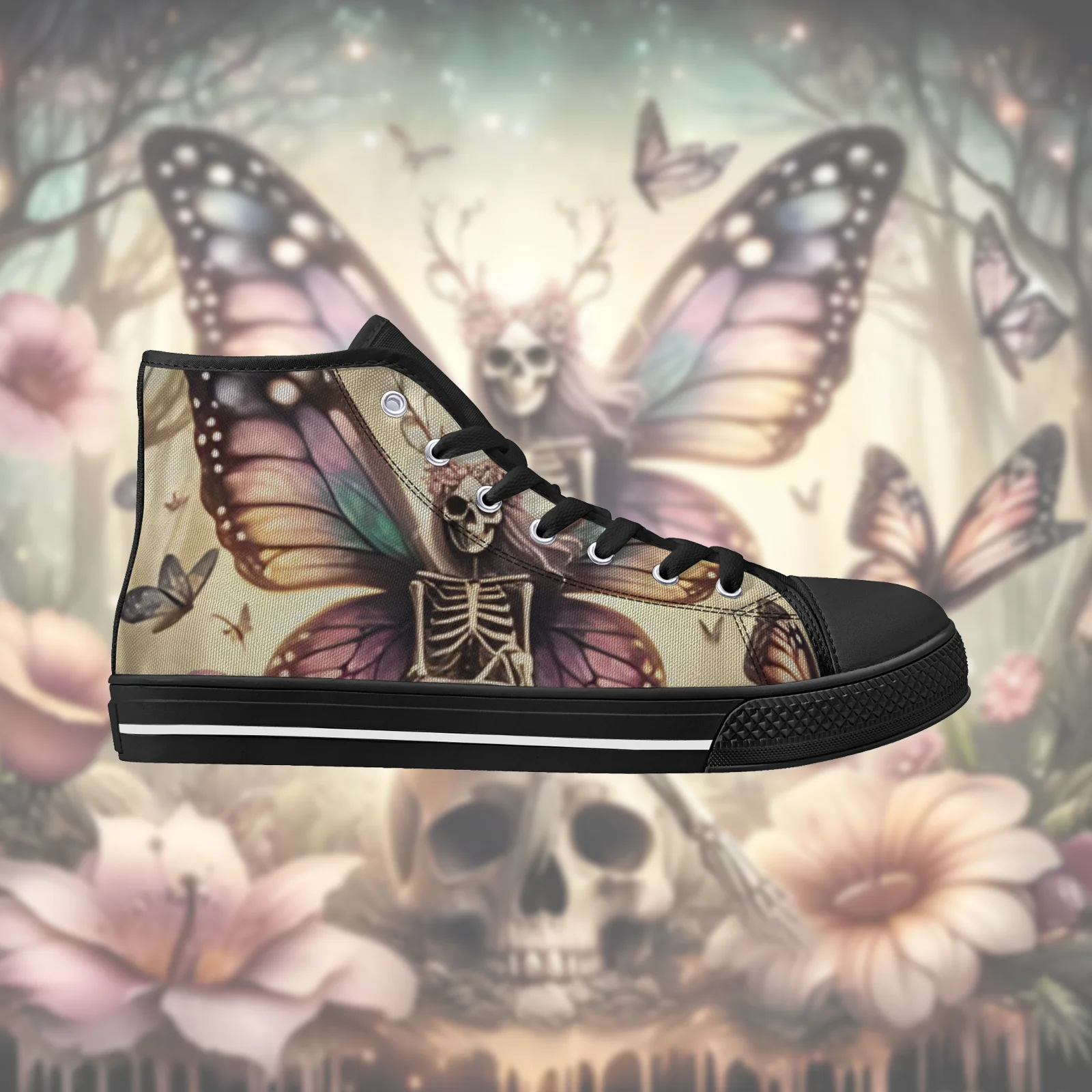 

Custom Shoes Gothic Skull Prints Classic High Top Canvas Shoes for Boys Girls Vulcanized Shoes Flats Sneakers Footwears