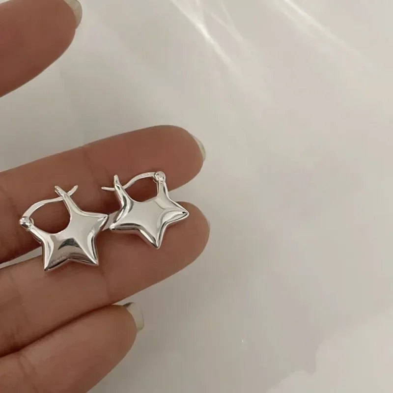 Silver Color Needle Pentagram Dangle Earrings 2023 Trendy Design Simple Star Stud Earrings for Women Girls Jewelry Accessories