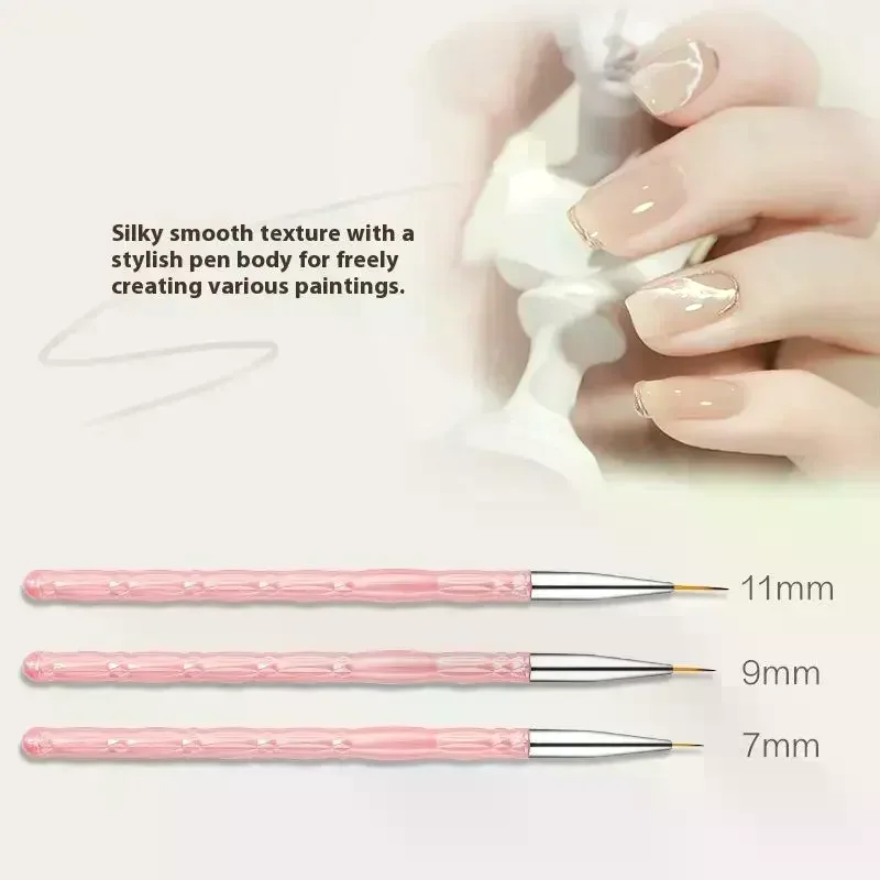 3 szt./zestaw Pędzle do zdobienia paznokci Pędzel do precyzyjnych linii do cienkich detali Pędzel do precyzyjnego rysowania Pędzel do lakieru żelowego UV Narzędzie do projektowania paznokci