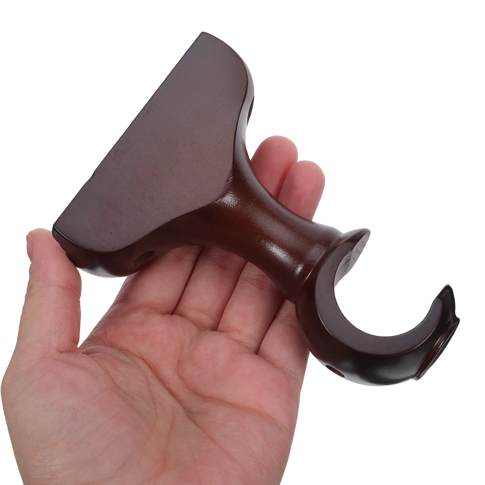 2Pcs Wood Curtain Rod Bracket Set Solid Wooden Drapery Support for Window Curtain Rods Living Room Bedroom Kitchen Bathroom