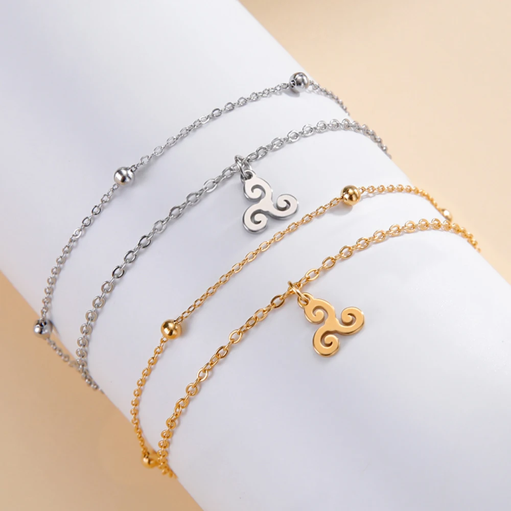 Dawapara Triskele Triple Spiral Charm Bracelet Triskelion Symbol Celtics Amulet Stainless Steel Women Jewelry