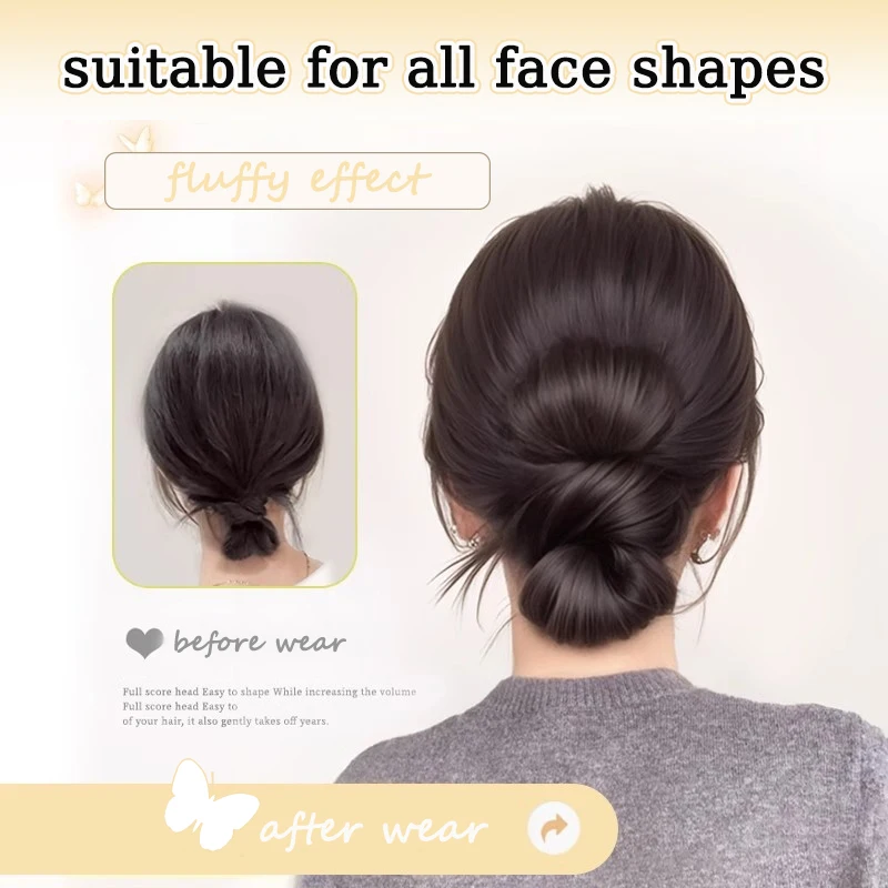 LUPU ヘアボウ ヘアバン ヘアクリップ 合成繊維アップヘア ブラック ブラウン ヘアアクセサリー 女性用ヘアピース デイリーパーティーウェア用