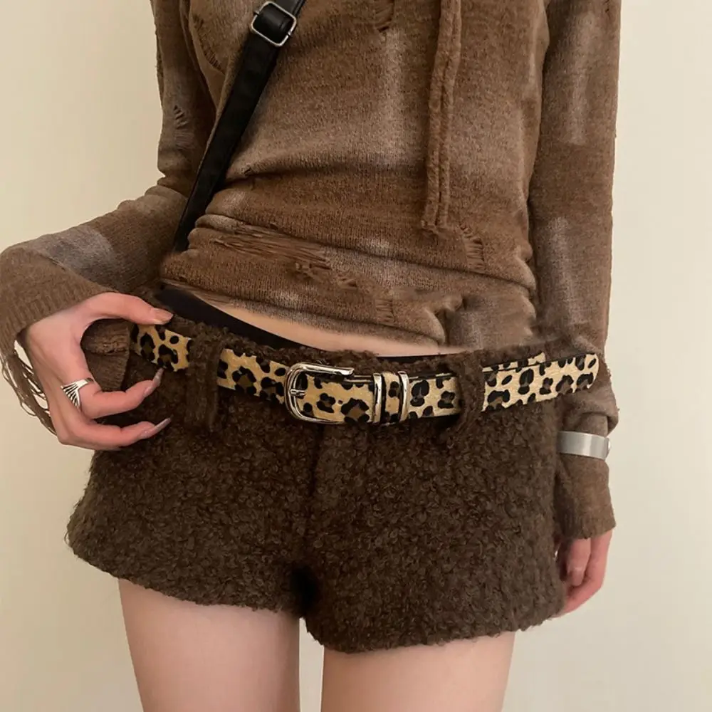 Vintage Designer Rivet Waist Belt Gothic Y2k Leopard Print Belt American Punk Style Women's Waist Belt Jeans Decoration