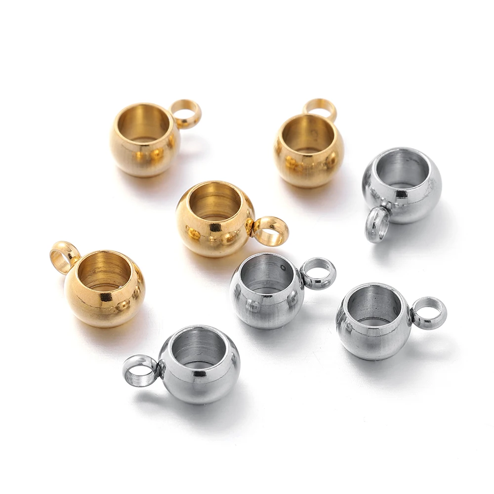 

10pcs/lot Stainless Steel Spacer Beads Pendant Charms Clasps Gold Color Bail Beads for DIY Jewelry Necklace Making Findings