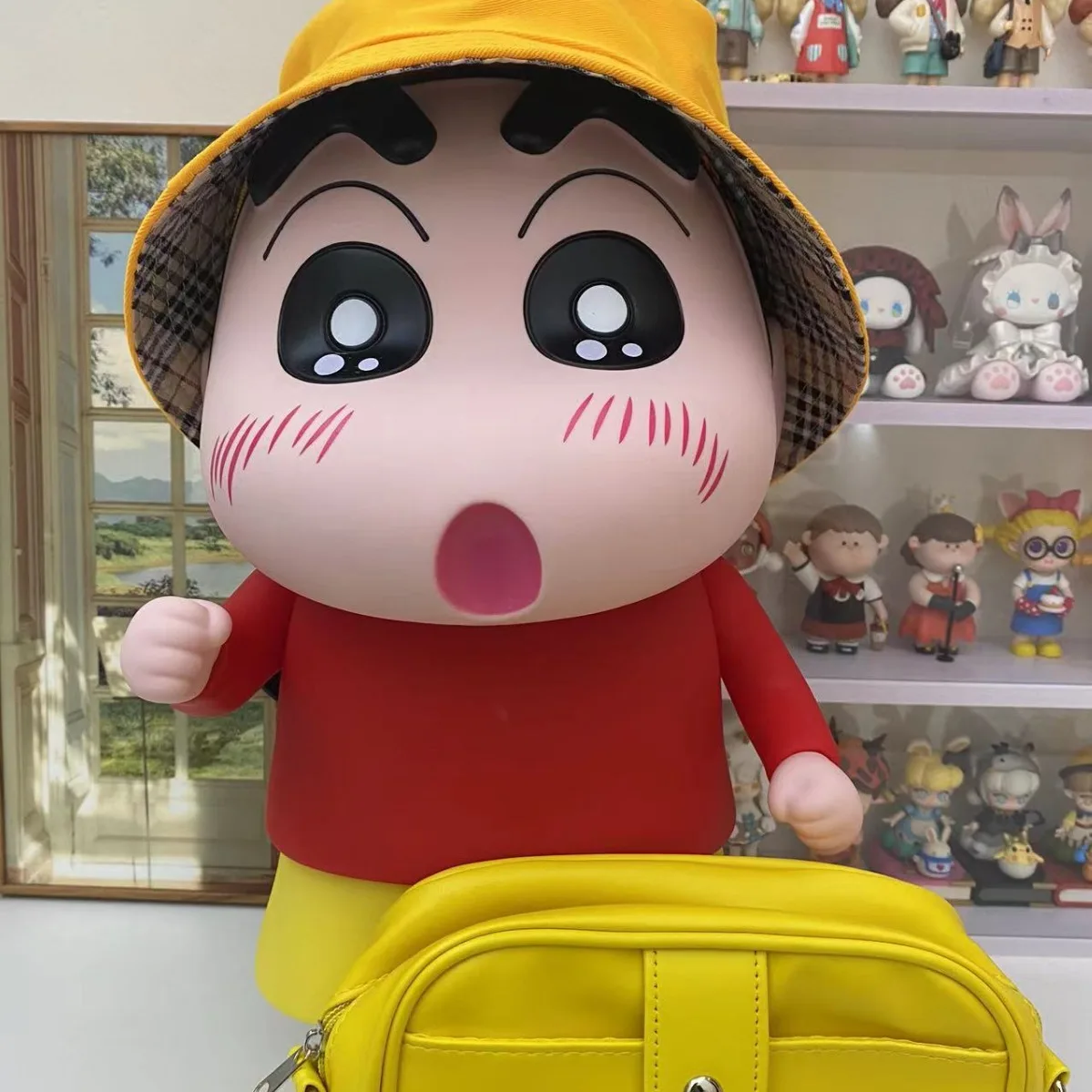 

40cm Crayon Shin-Chan Hat Bag Large Anime Figure 1:1 Model Ornaments Japan Nohara Shinnosuke Lying Side Position Doll Toy Gift