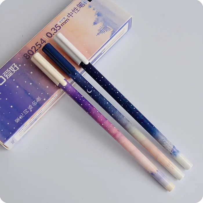 3 pcs/lot 0.35 mm Good Night Starry Sky Gel Pen Ink Marker Pen School Office Supply Escolar Papelaria Office Signature Pen