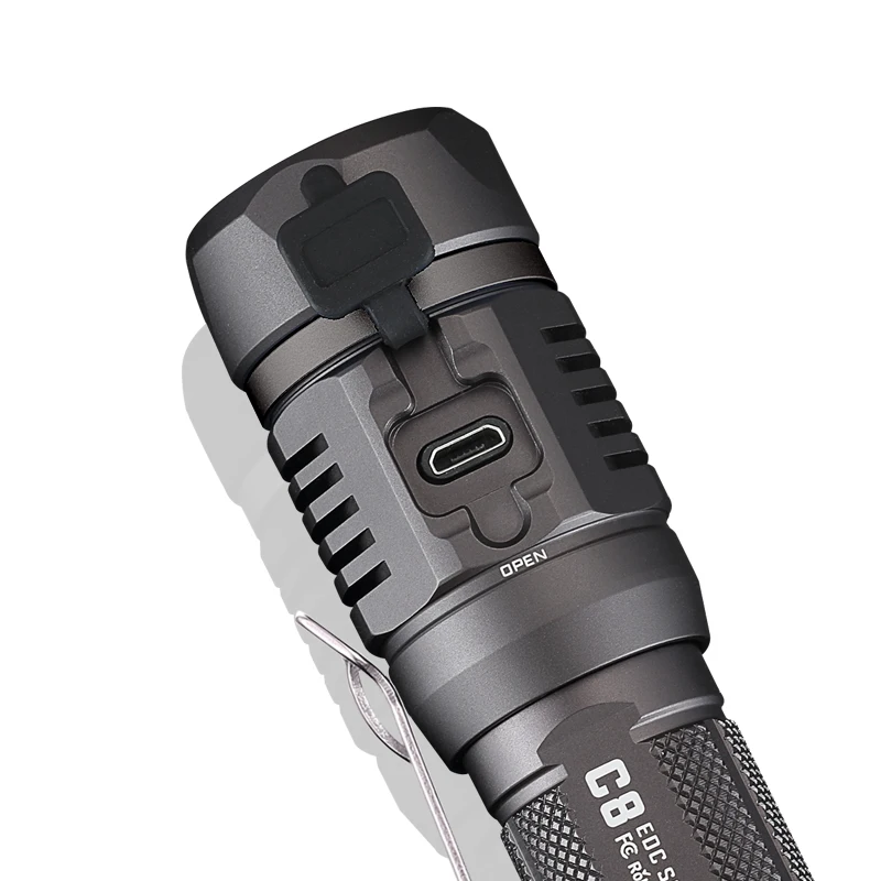 New JetBeam C8 PRO  LED Flashlight  1200LM Max 230M AdjustableFlashlight with 18650 Battery for Camping Hunting