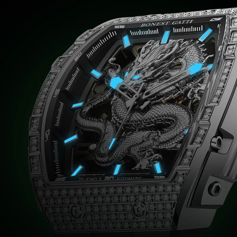

BONEST GATTI Men's High-Quality Luxury Watches Fashion Man Automatic Watch Dragon Watch Luminous Wristwatch Classic Model Watch
